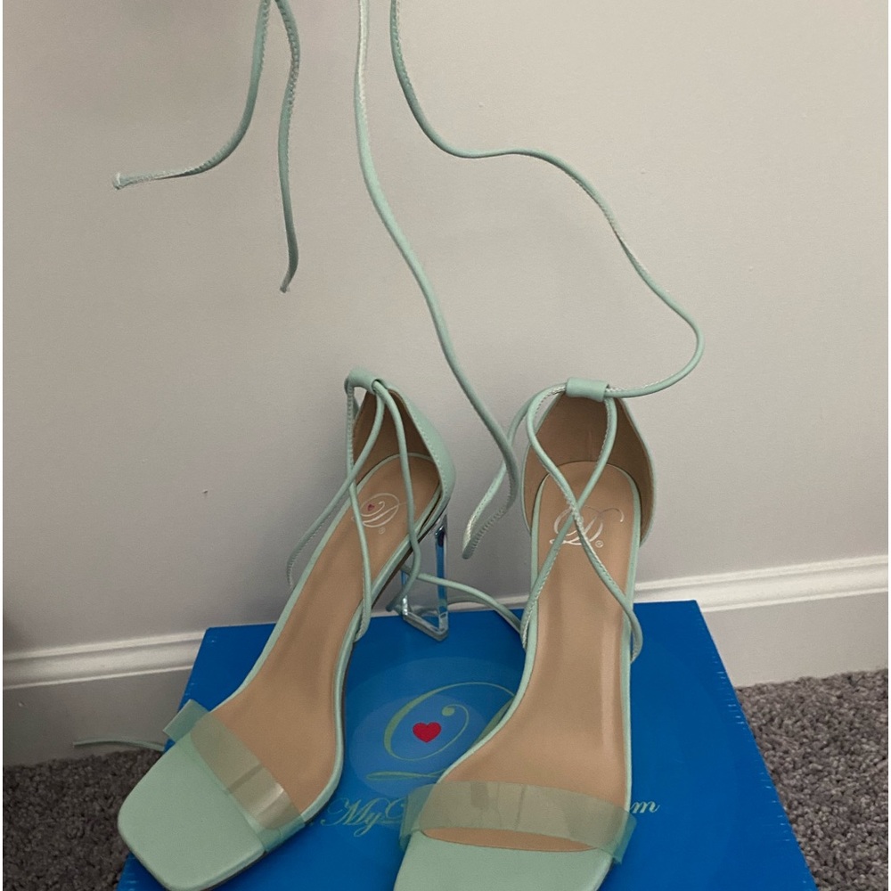 Mint green heels